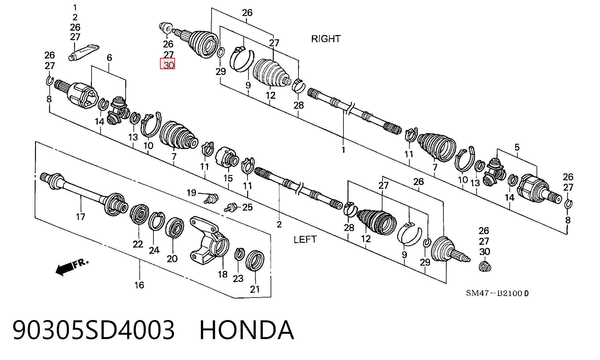 90305SD4003 Honda Porca de cubo dianteiro