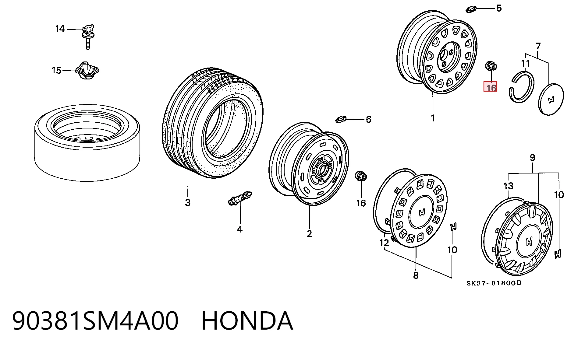 Porca de roda Honda Jazz  GD, GE