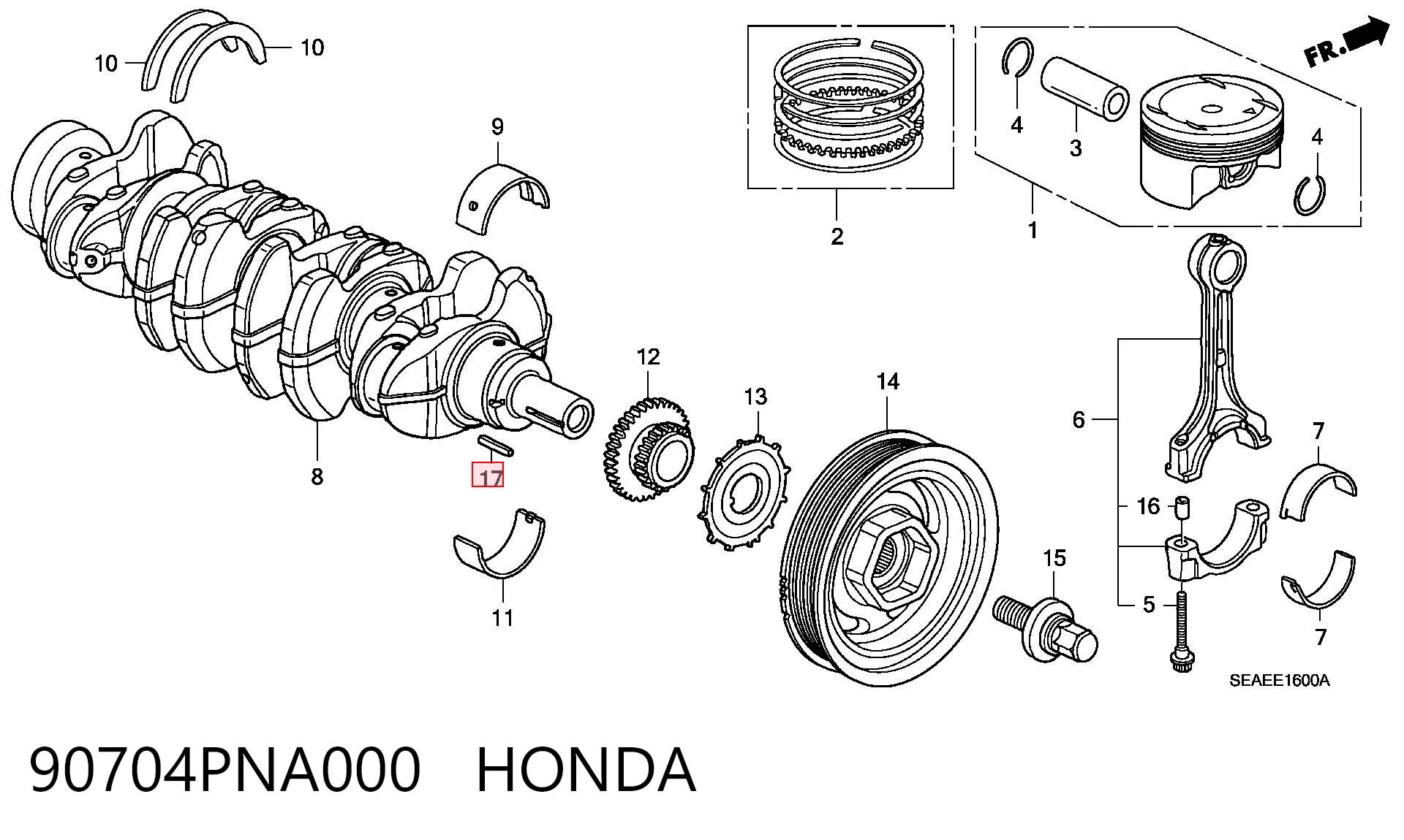 90704PNA000 Honda Chaveta de cambota