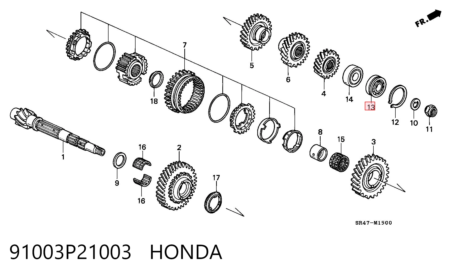91003P21003 Honda Rolamento interno de cubo traseiro
