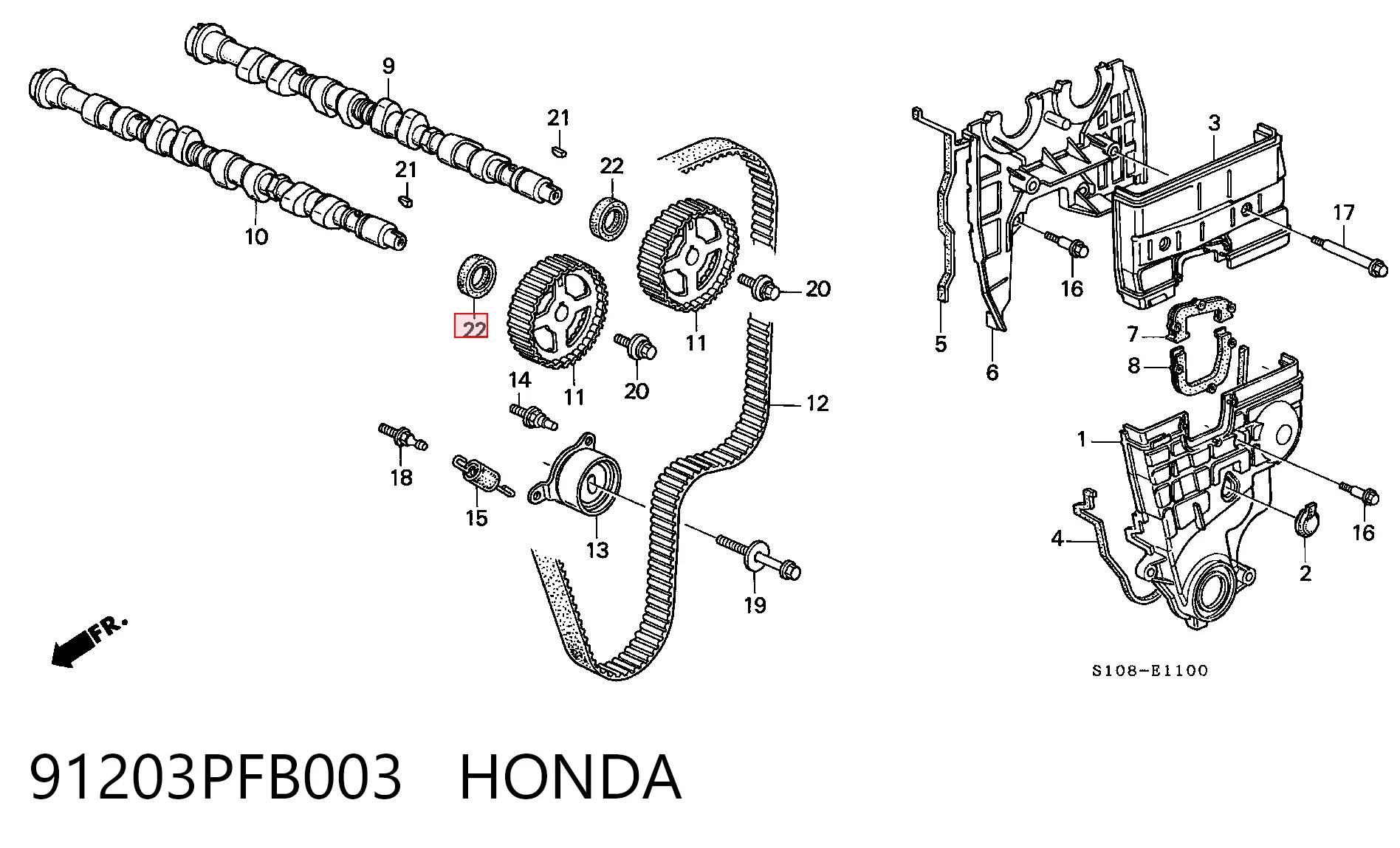  Vedação da árvore distribuidora de motor Honda Civic V coupé (EJ) (1993 - 1996) V