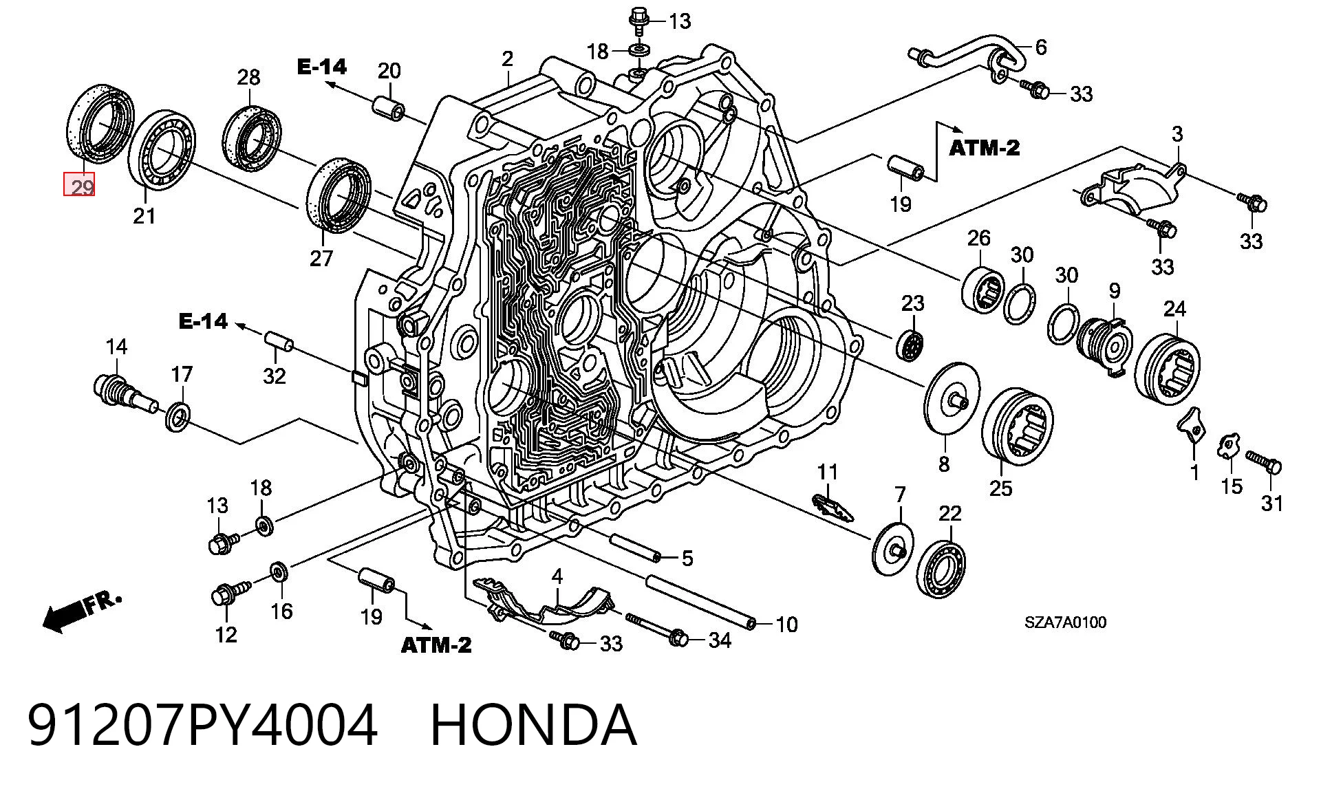 91207PY4004 Honda Vedação da Caixa Automática de Mudança (de árvore de saída/primária)