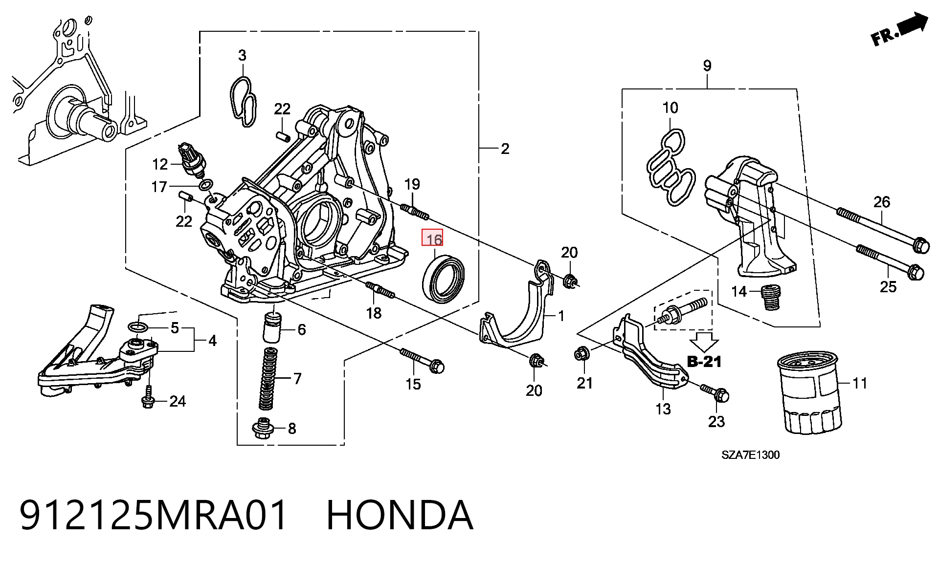 912125MRA01 Honda Vedação dianteira de cambota de motor