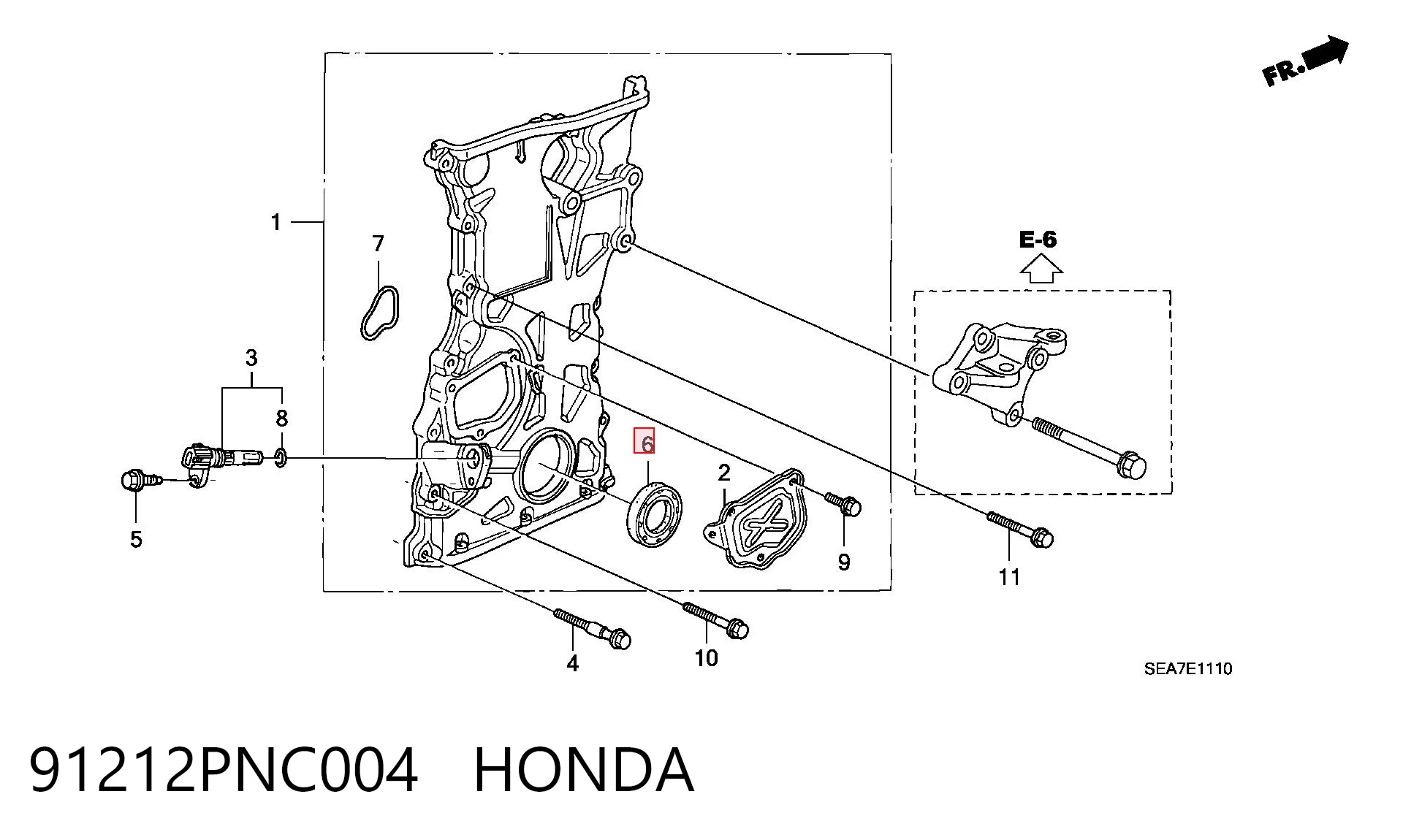 91212PNC004 Honda Vedação dianteira de cambota de motor