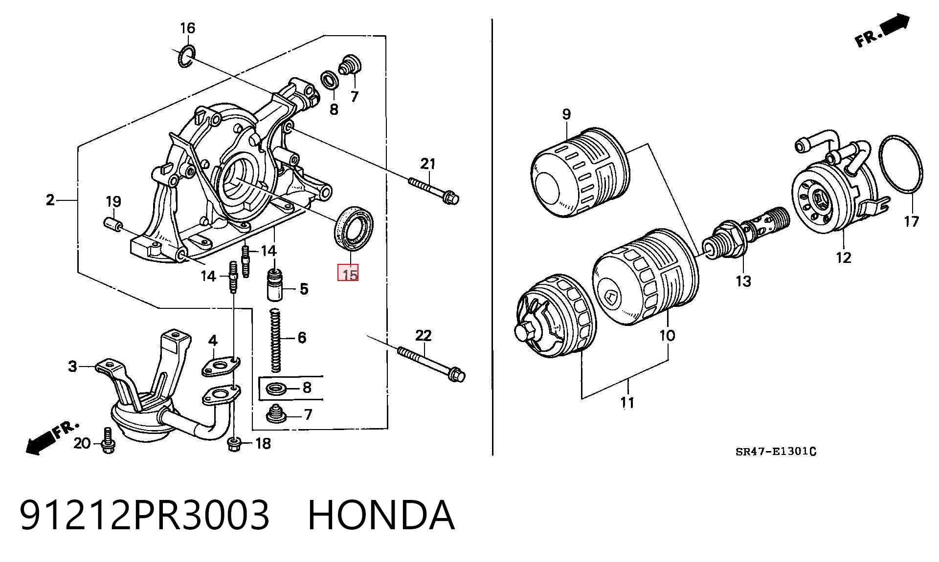 91212PR3003 Honda Vedação dianteira de cambota de motor