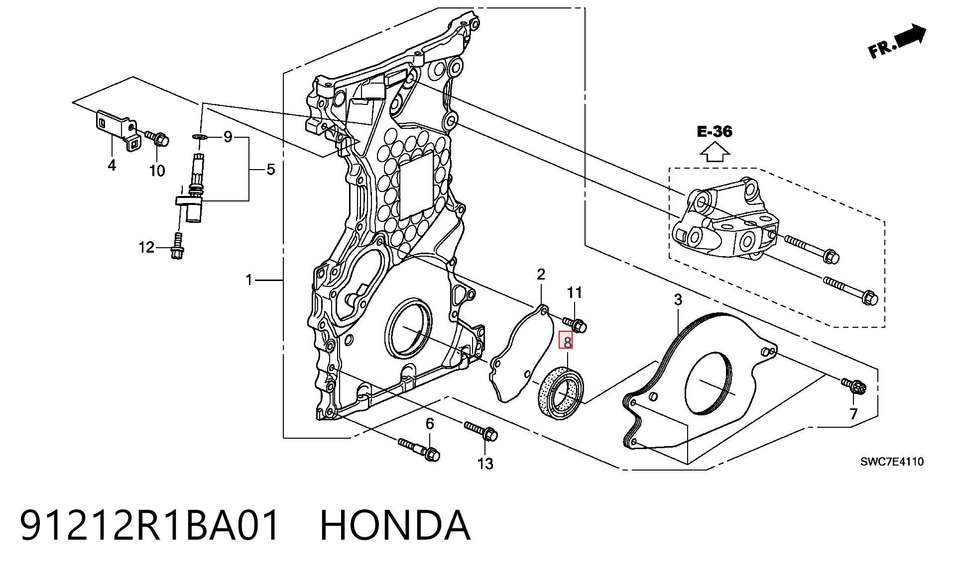 Vedação dianteira de cambota de motor Fiat/Alfa/Lancia 68024613AA