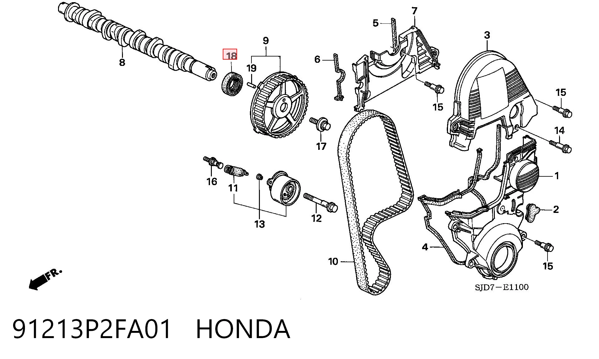 91213P2FA01 Honda Vedação da árvore distribuidora de motor