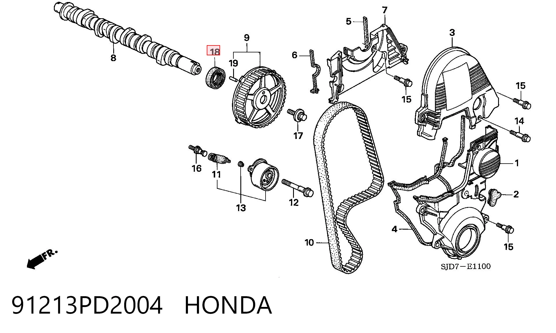 91213PD2004 Honda Vedação da árvore distribuidora de motor