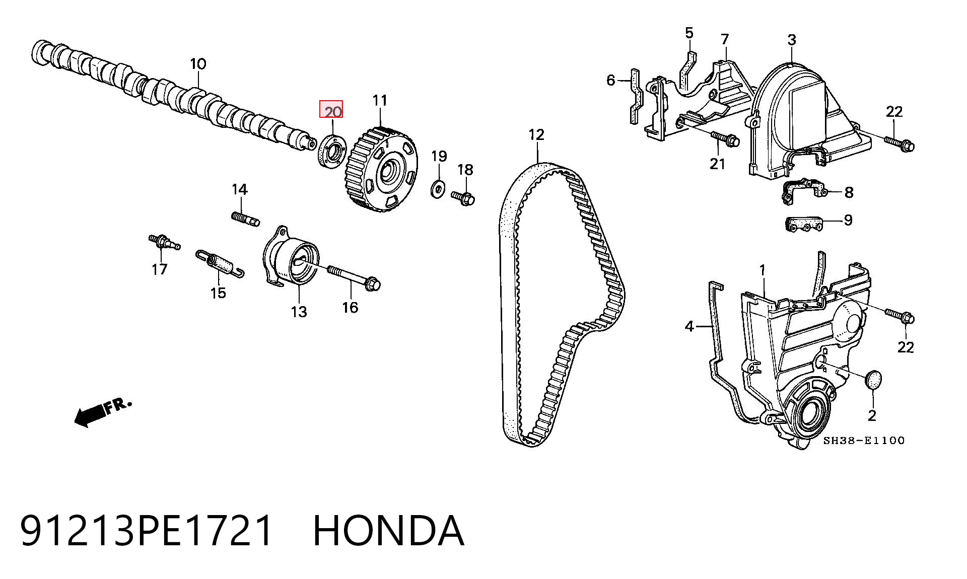 Vedação da árvore distribuidora de motor Honda Civic VII EU, EP, EV