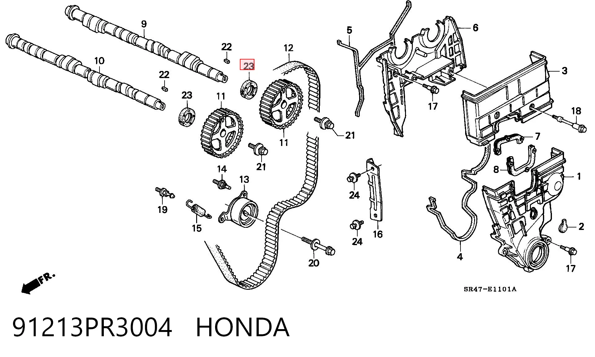 91213PR3004 Honda Vedação da árvore distribuidora de motor