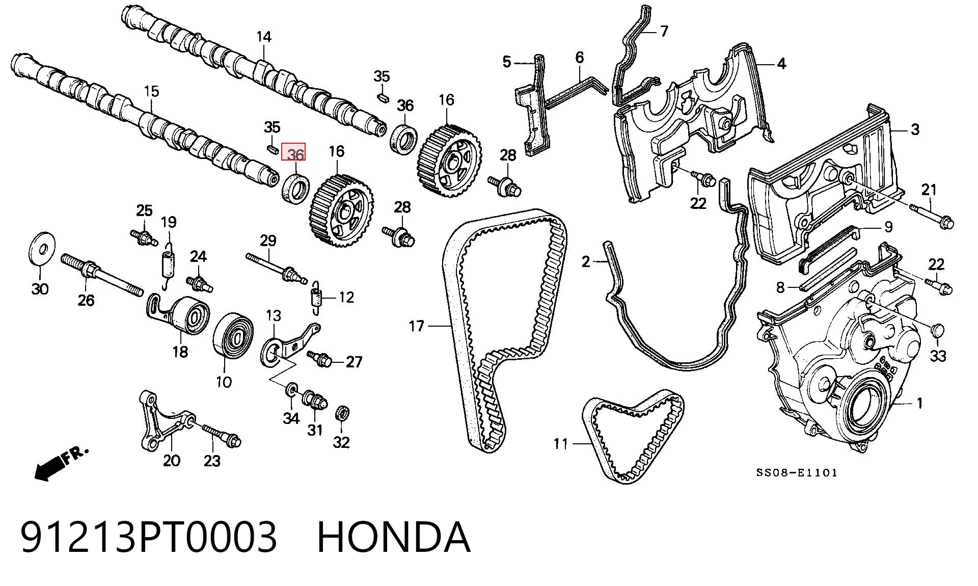 91213PT0003 Honda Vedação da árvore distribuidora de motor