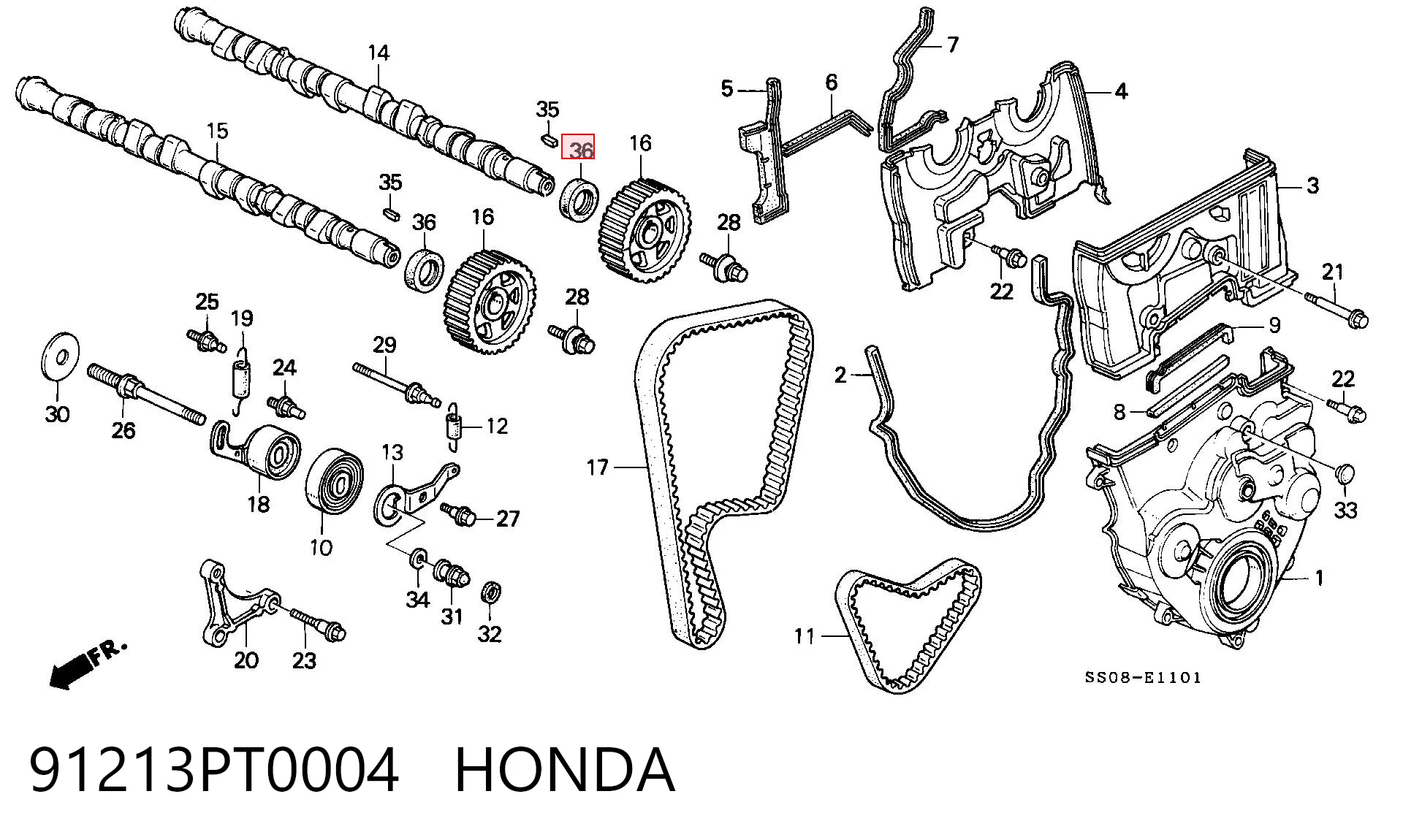 Vedação da árvore distribuidora de motor Honda Accord VI CH