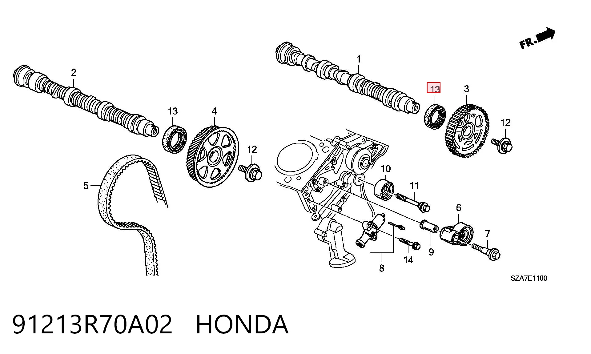91213R70A02 Honda Vedação da árvore distribuidora de motor