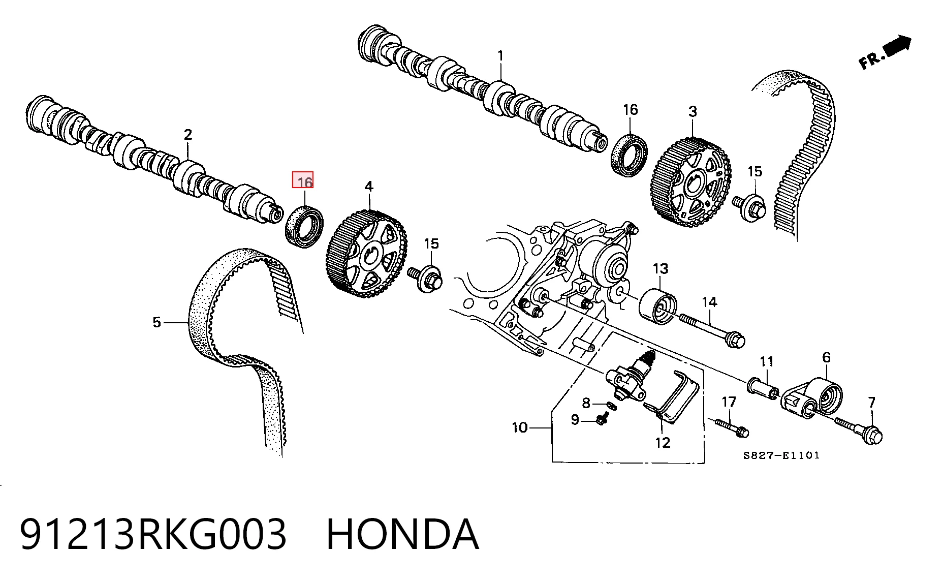 91213RKG003 Honda Vedação da árvore distribuidora de motor