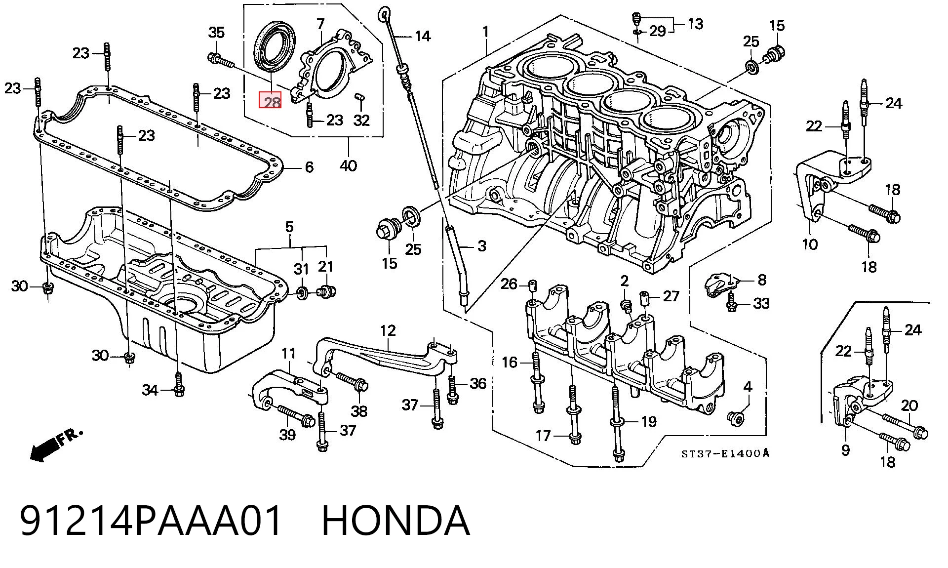 91214PAAA01 Honda Vedação traseira de cambota de motor