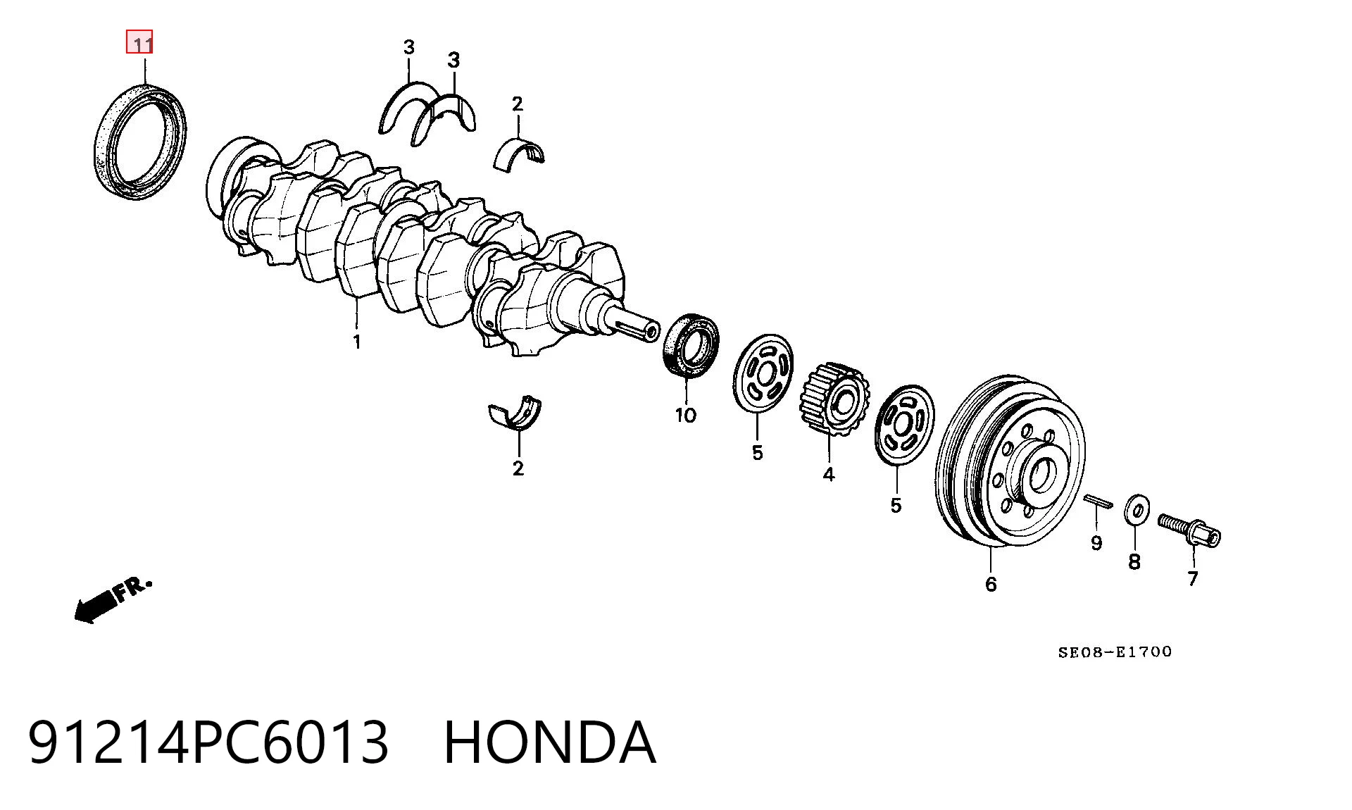 Vedação traseira de cambota de motor para Honda Civic VI EJ9, EK3/4