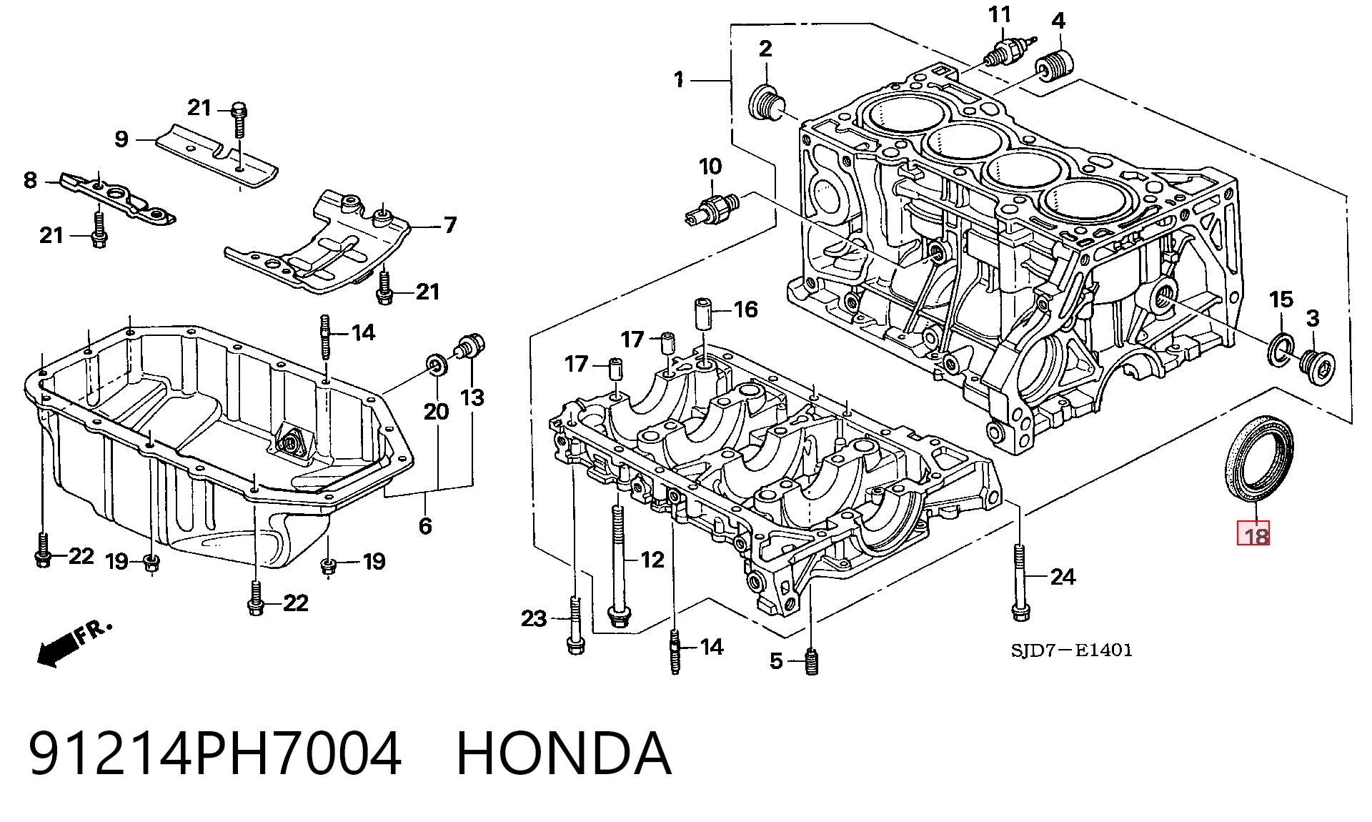 Vedação traseira de cambota de motor Honda Civic VIII FK, FN