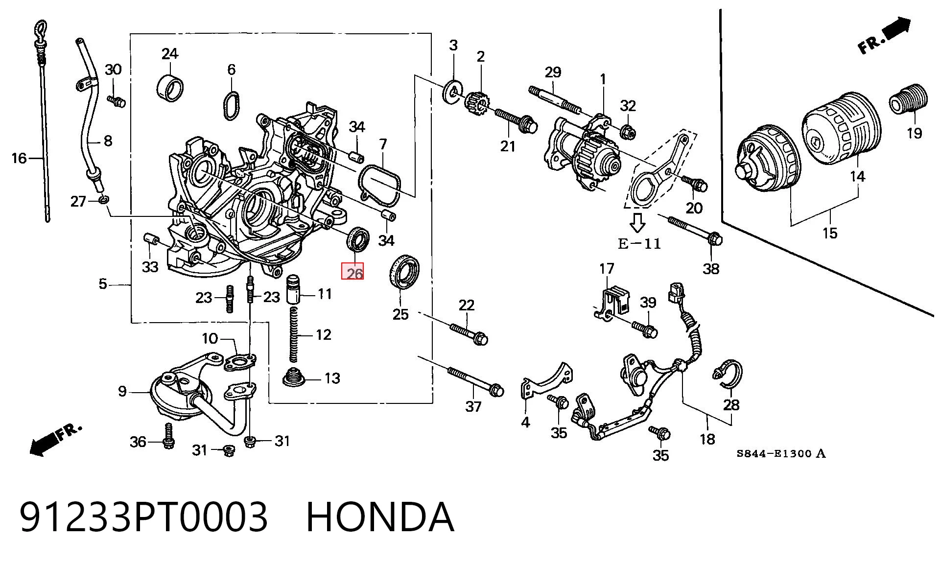 91233PT0003 Honda Bucim da árvore intermédia (de equilibração) de motor