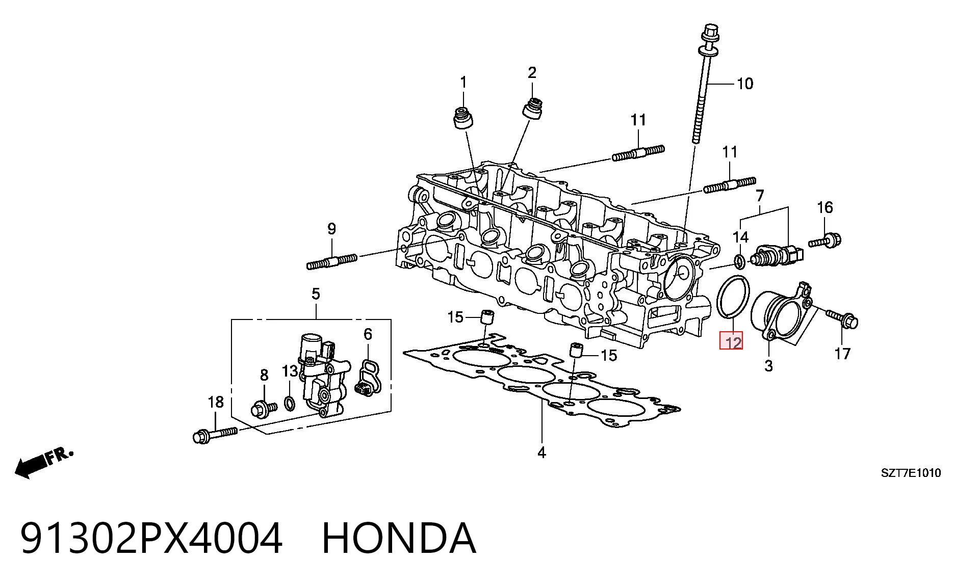 91302PX4004 Honda Vedante de tampa traseira do bloco de cilindros
