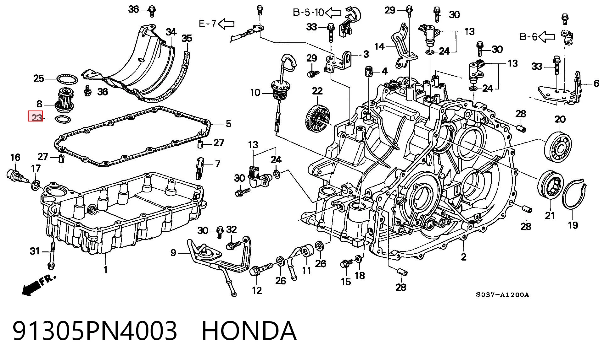 91305PN4003 Honda Vedante anular de filtro da Caixa Automática de Mudança