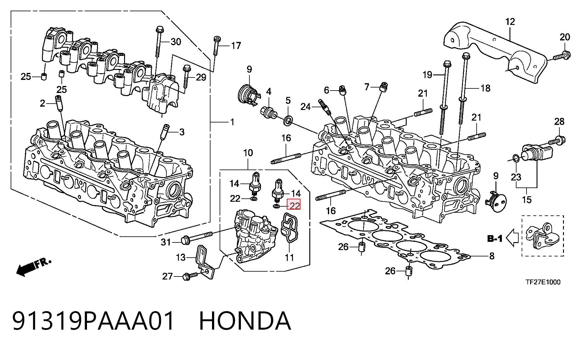 91319PAAA01 Honda Sensor de pressão de óleo