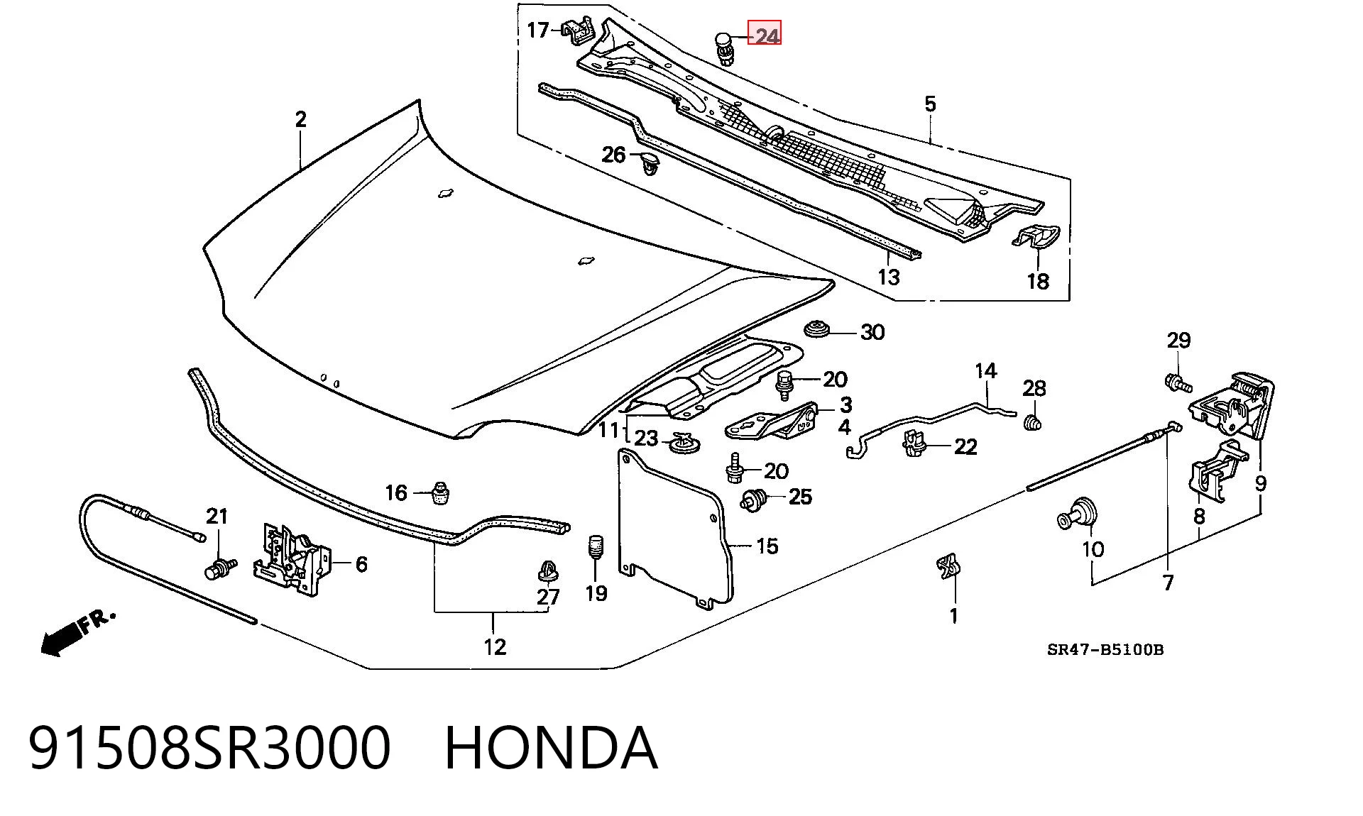 91508SR3000 Honda Pára-brisas