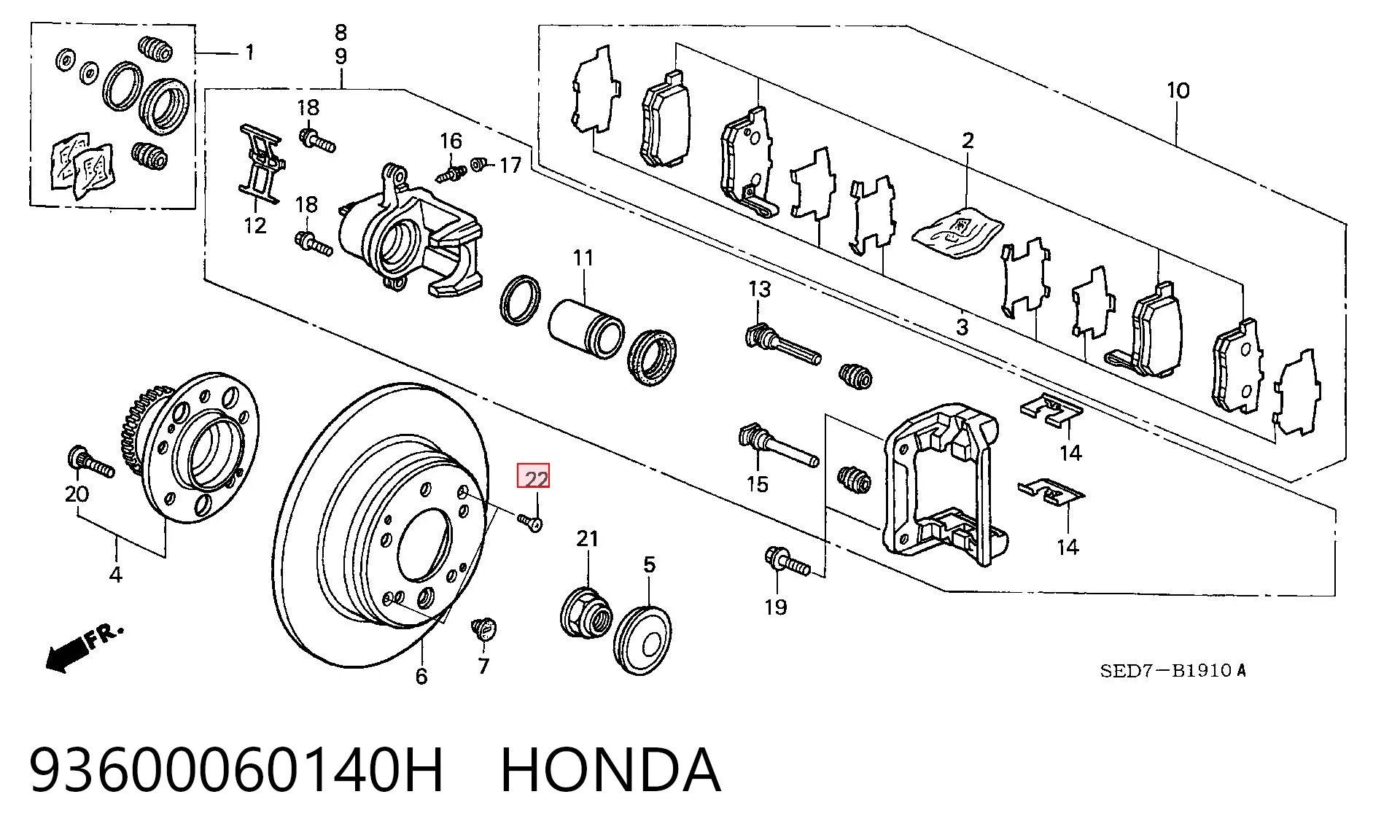 93600060140H Hyundai/Kia Parafuso do freio de disco