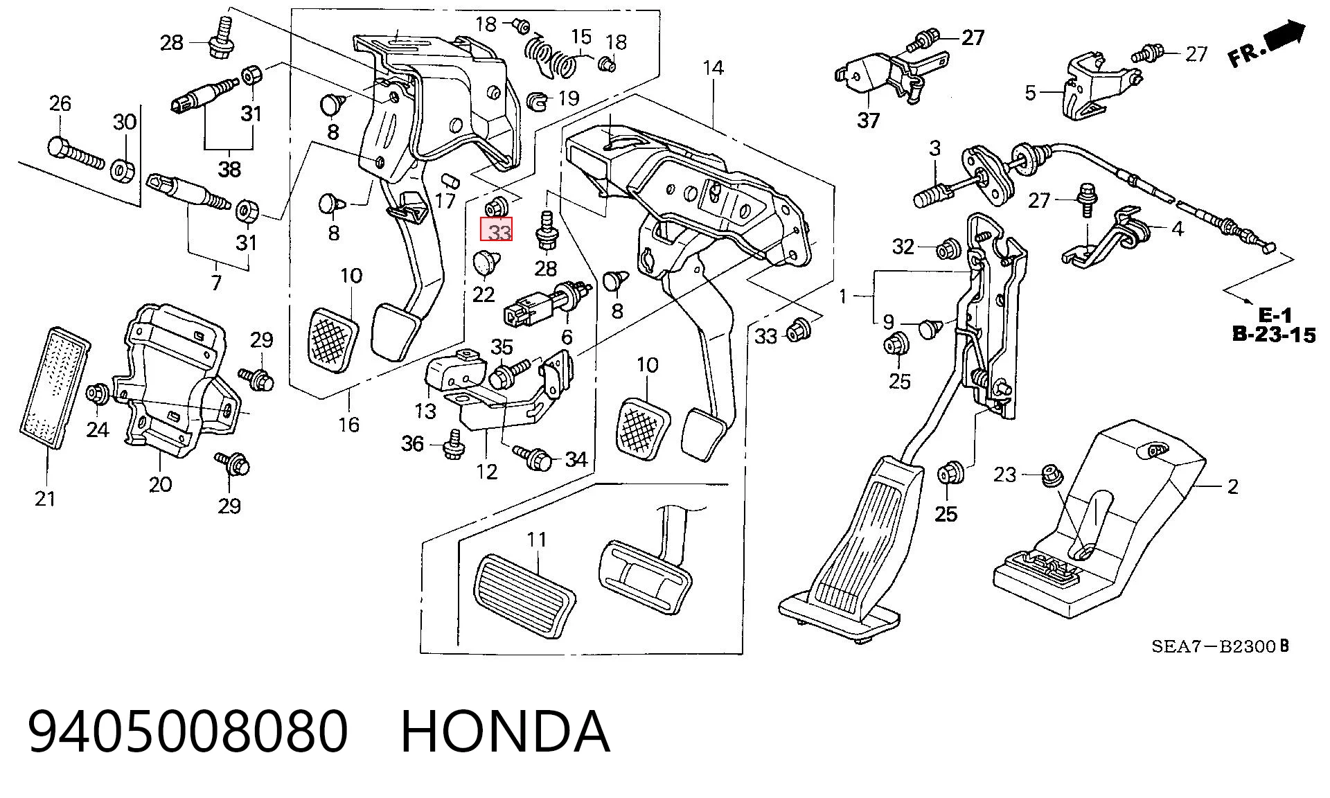 9405008080 Honda Porca de fixação de tubo de admissão do silenciador (de calças)