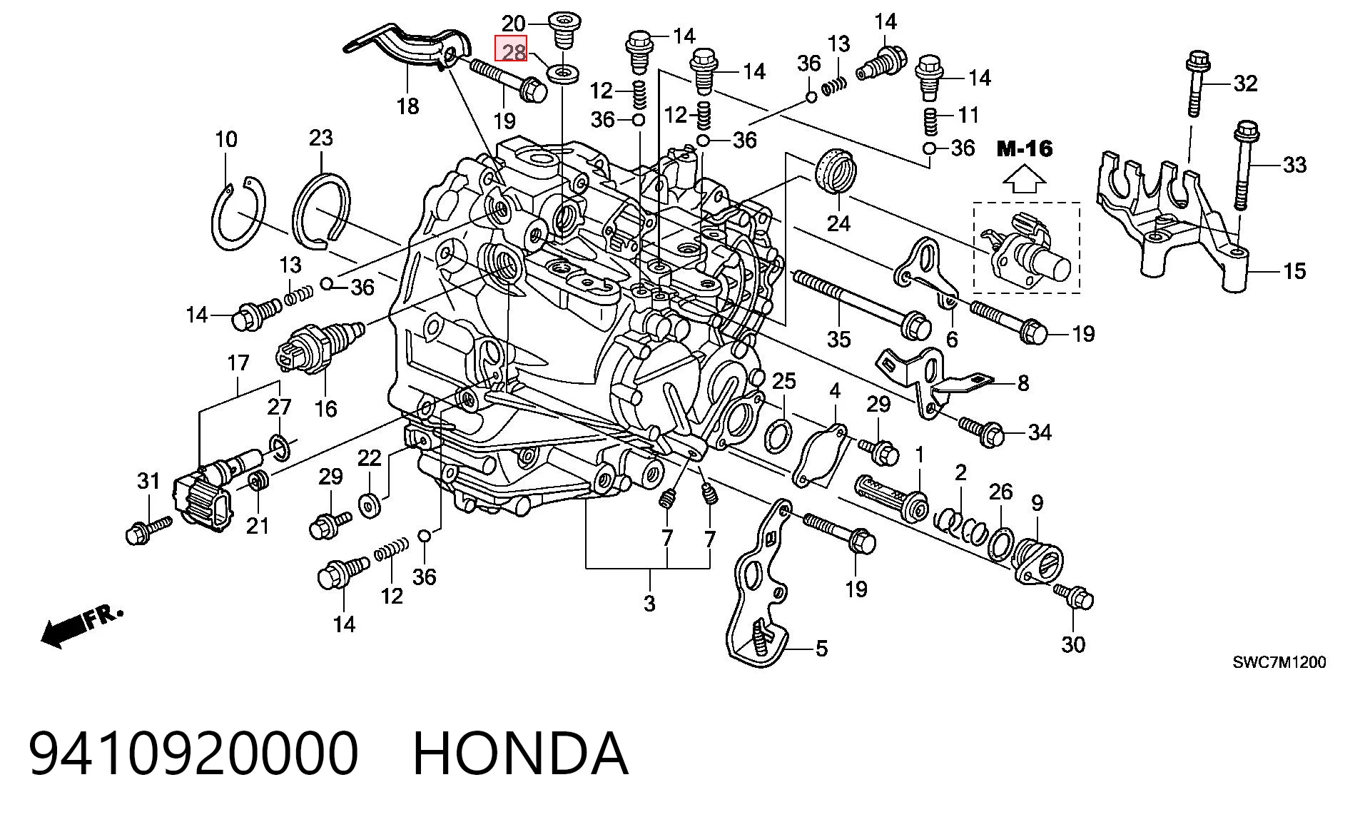 9410920000 Honda Vedante de rolha de panela de motor