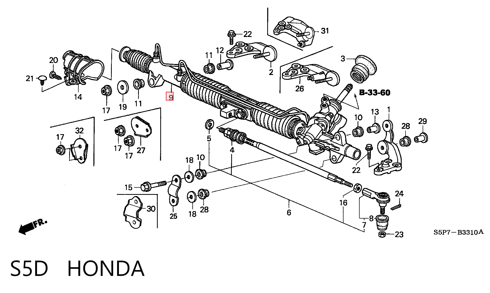 S5D Honda Cremalheira da direção