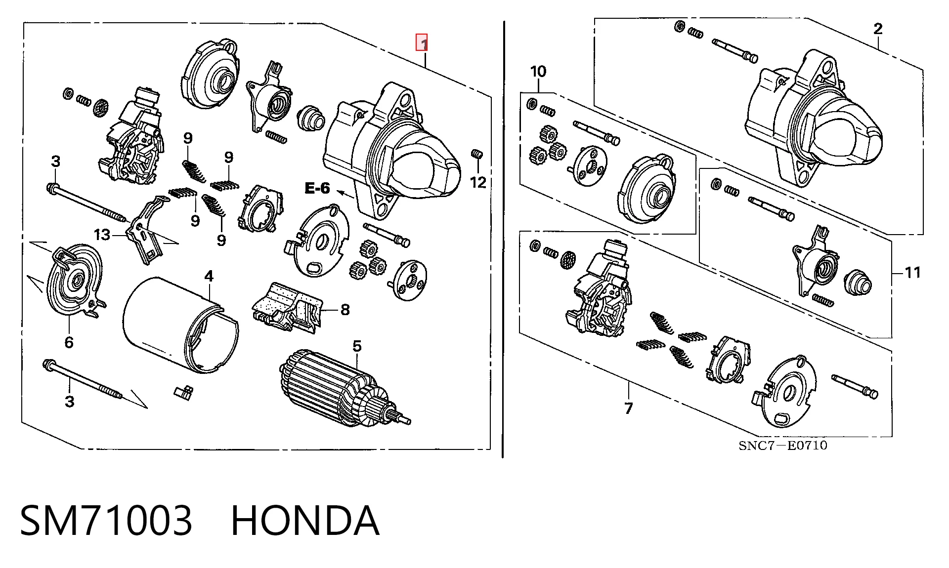 SM71003 Honda Motor de arranco