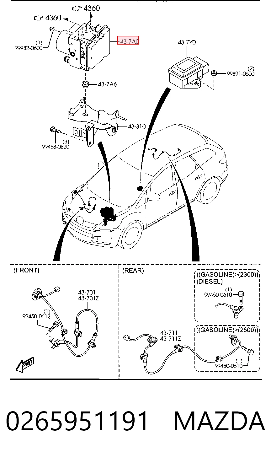 Unidade hidráulico de controlo ABS para Mazda CX-7  ER