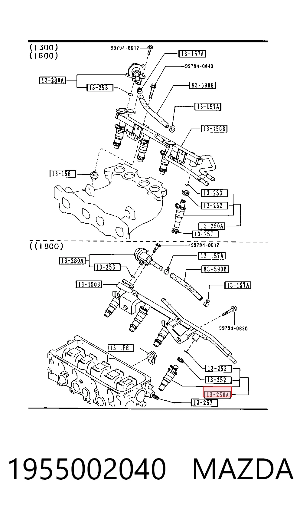 1955002040 Mazda Injetor de injeção de combustível