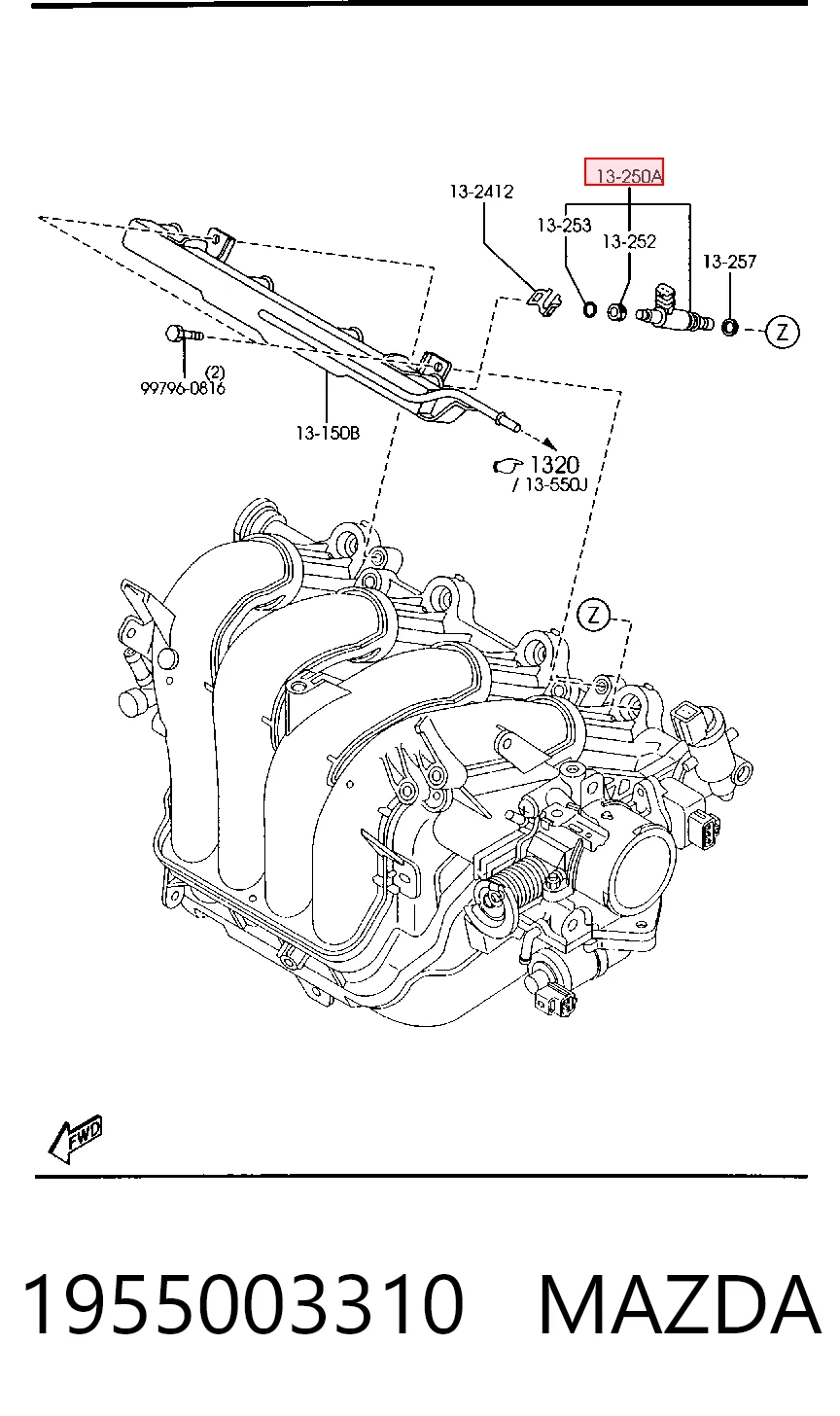 1955003310 Mazda Injetor de injeção de combustível