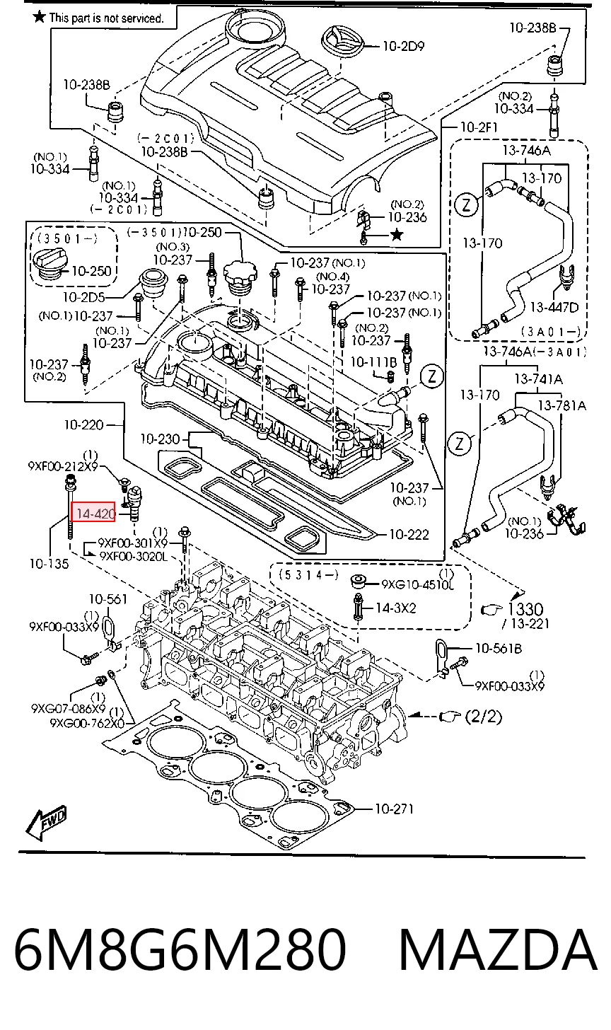 6M8G6M280 Mazda Válvula eletromagnética de posição (de fases) da árvore distribuidora