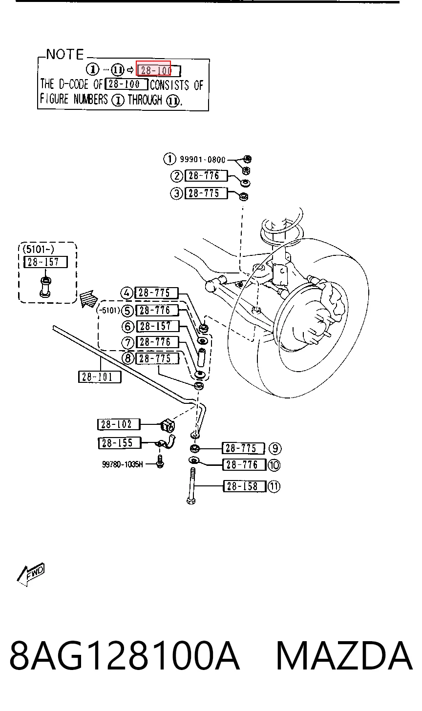 Montante de estabilizador traseiro para Mazda 323 BG