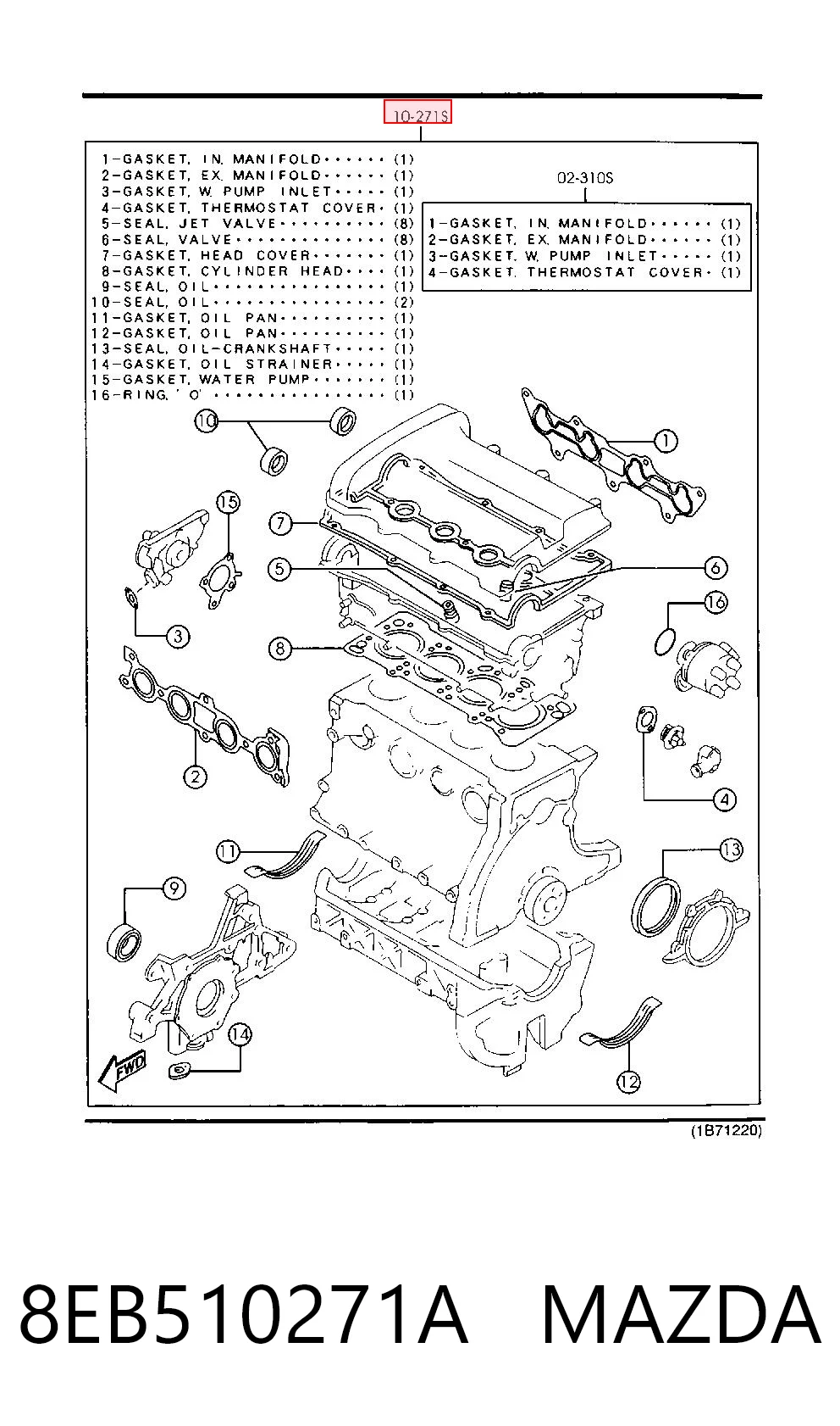 Kit de vedantes de motor completo para Mazda 323 F V BA