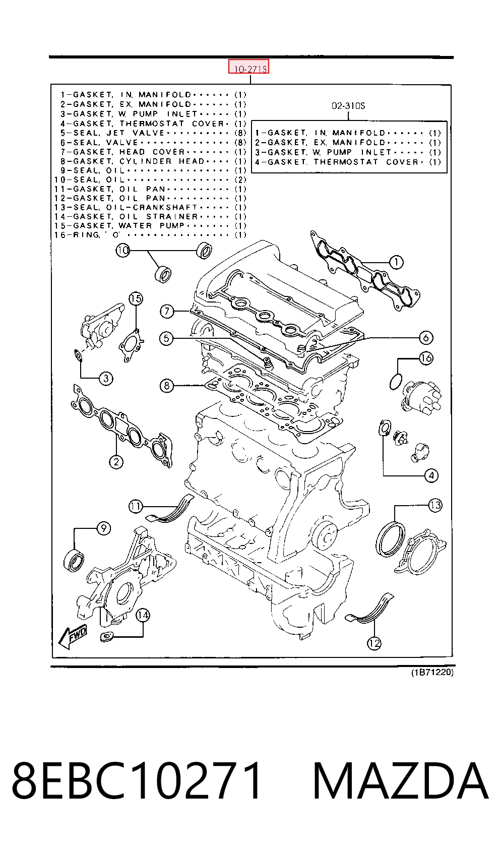 Kit de vedantes de motor completo Mazda 323 F V BA