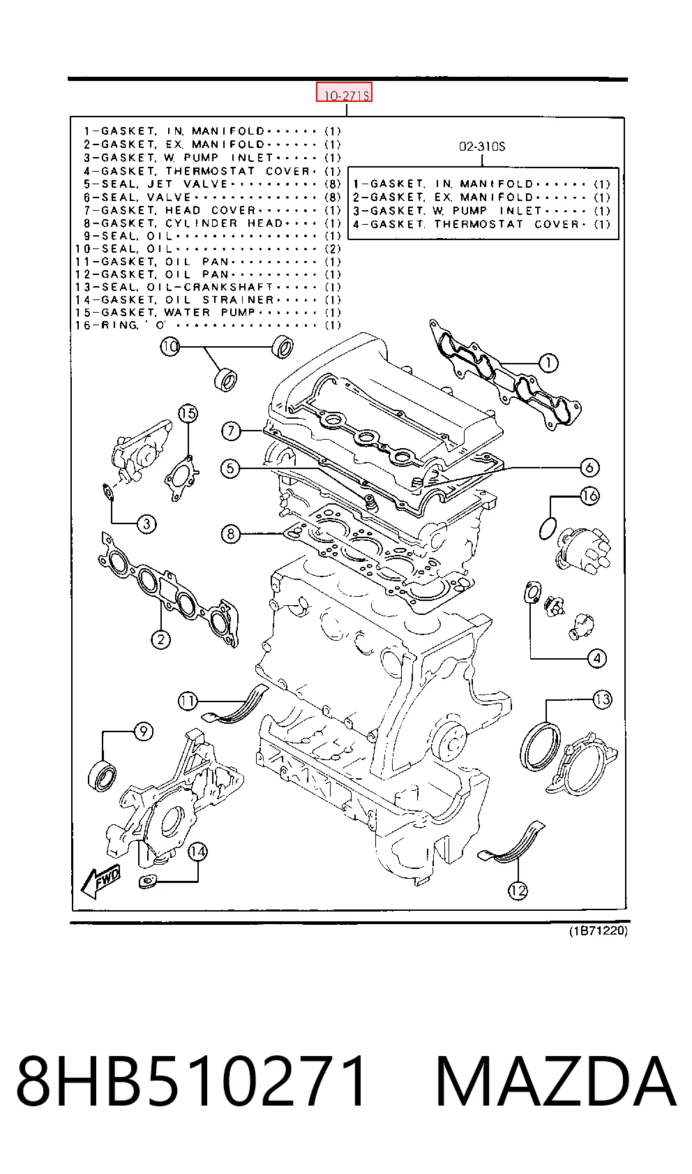  Kit de vedantes de motor completo Mazda 323 F V hatchback (BA) (1994 - 1998) F V