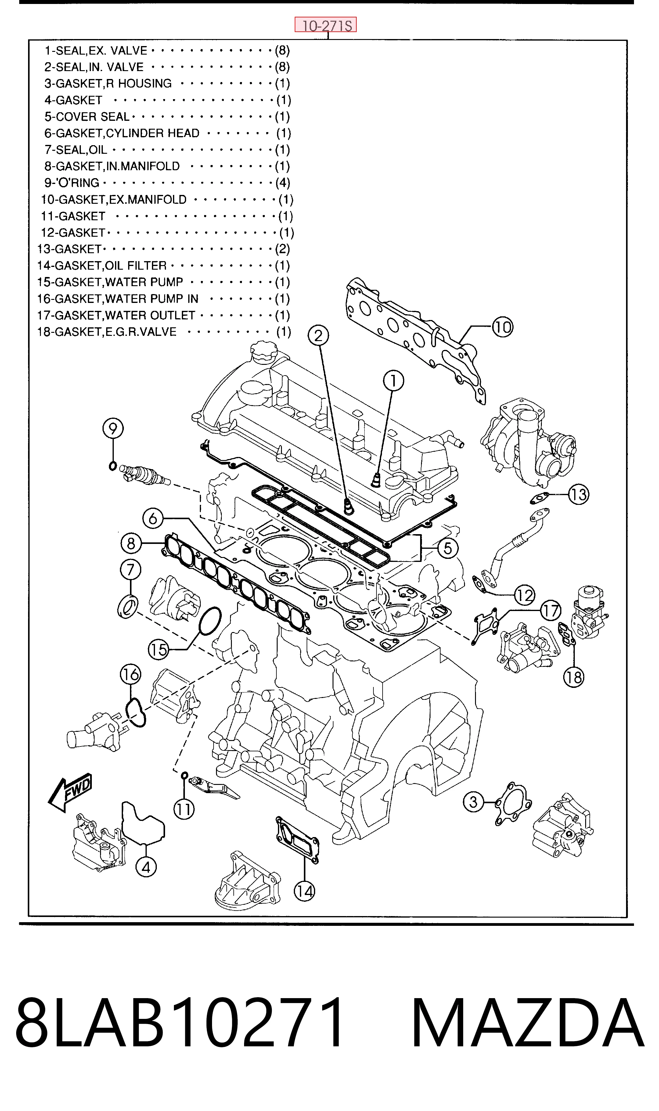 Kit de vedantes de motor completo Mazda 8LAB10271 preço, a partir de 142,67 USD