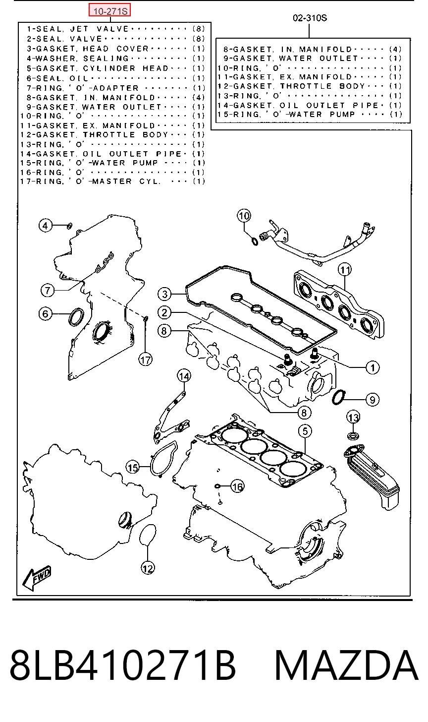 Kit de vedantes de motor completo para Mazda 2 II DE