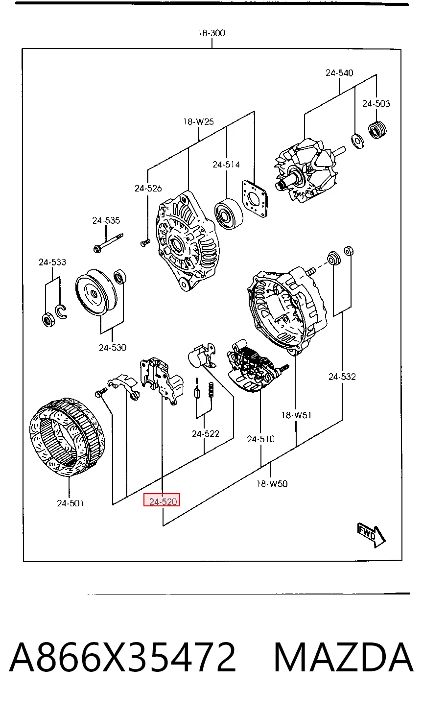 Relê-regulador do gerador (relê de carregamento) Mazda 323 F V BA
