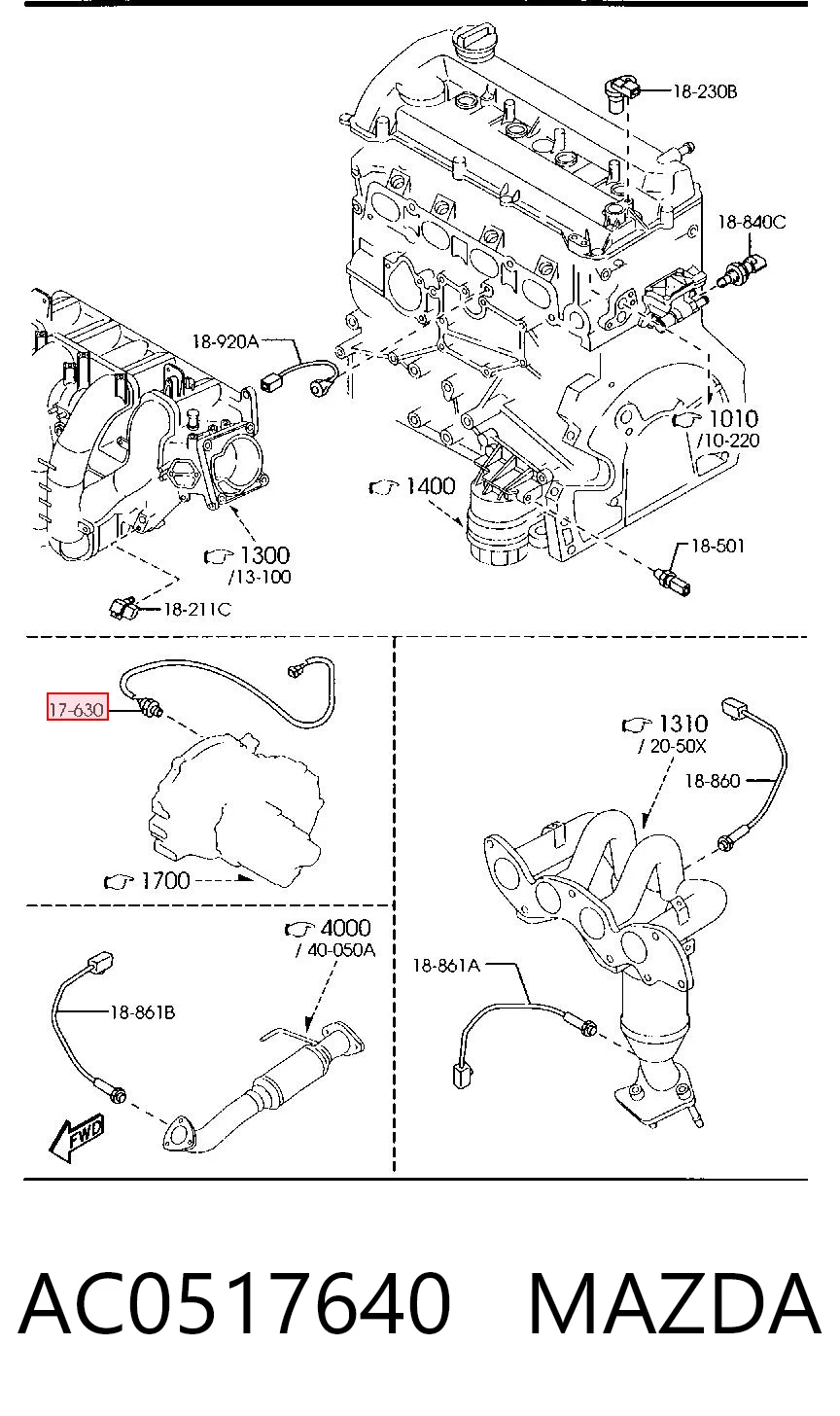 AC0517640 Mazda Sensor de ativação das luzes de marcha à ré
