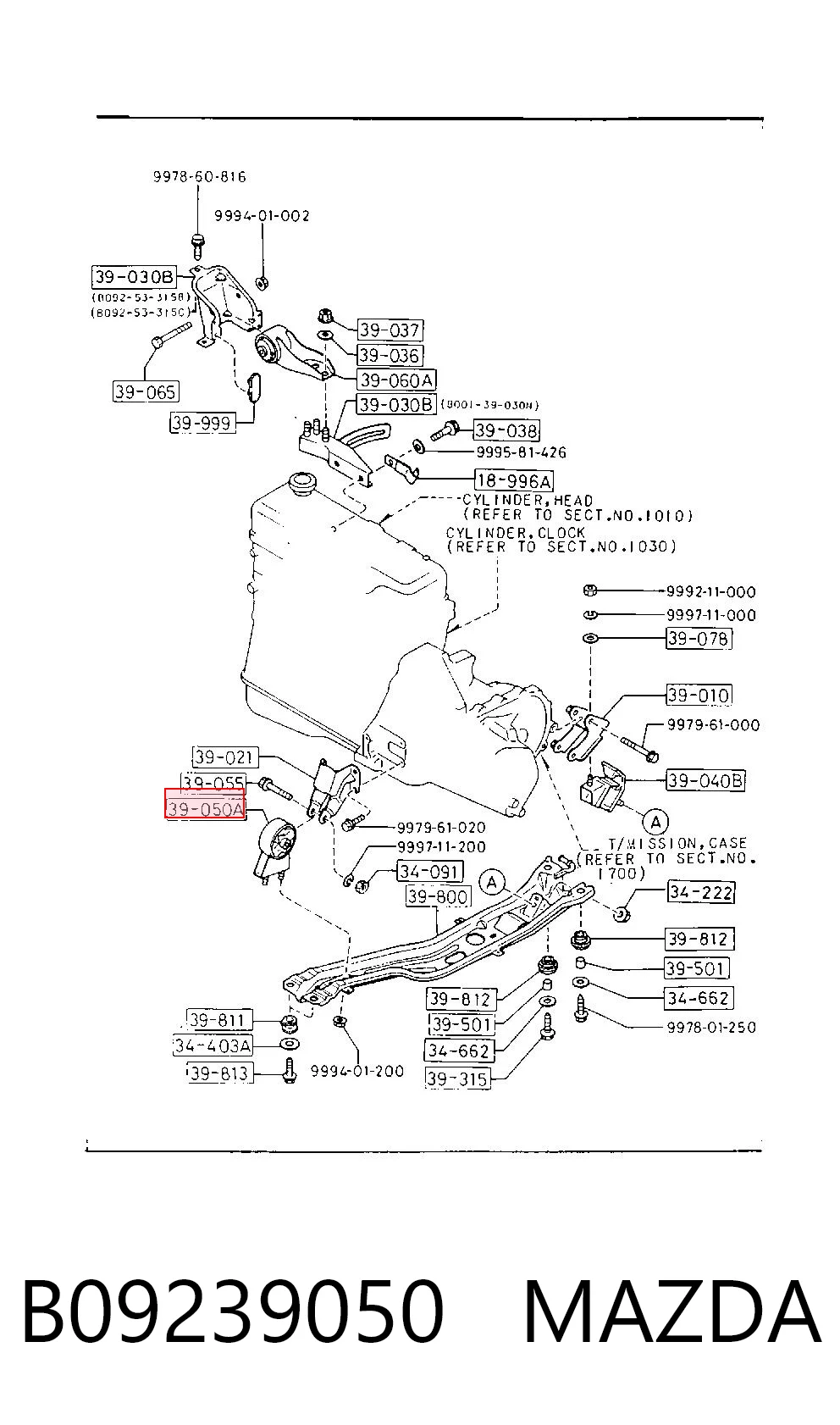 Coxim (suporte) dianteiro de motor para Mazda 323 BF