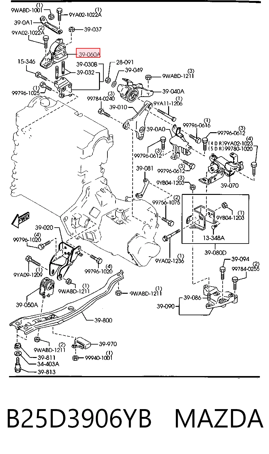 Compre B25D3906YC ARP Coxim (suporte) direito de motor