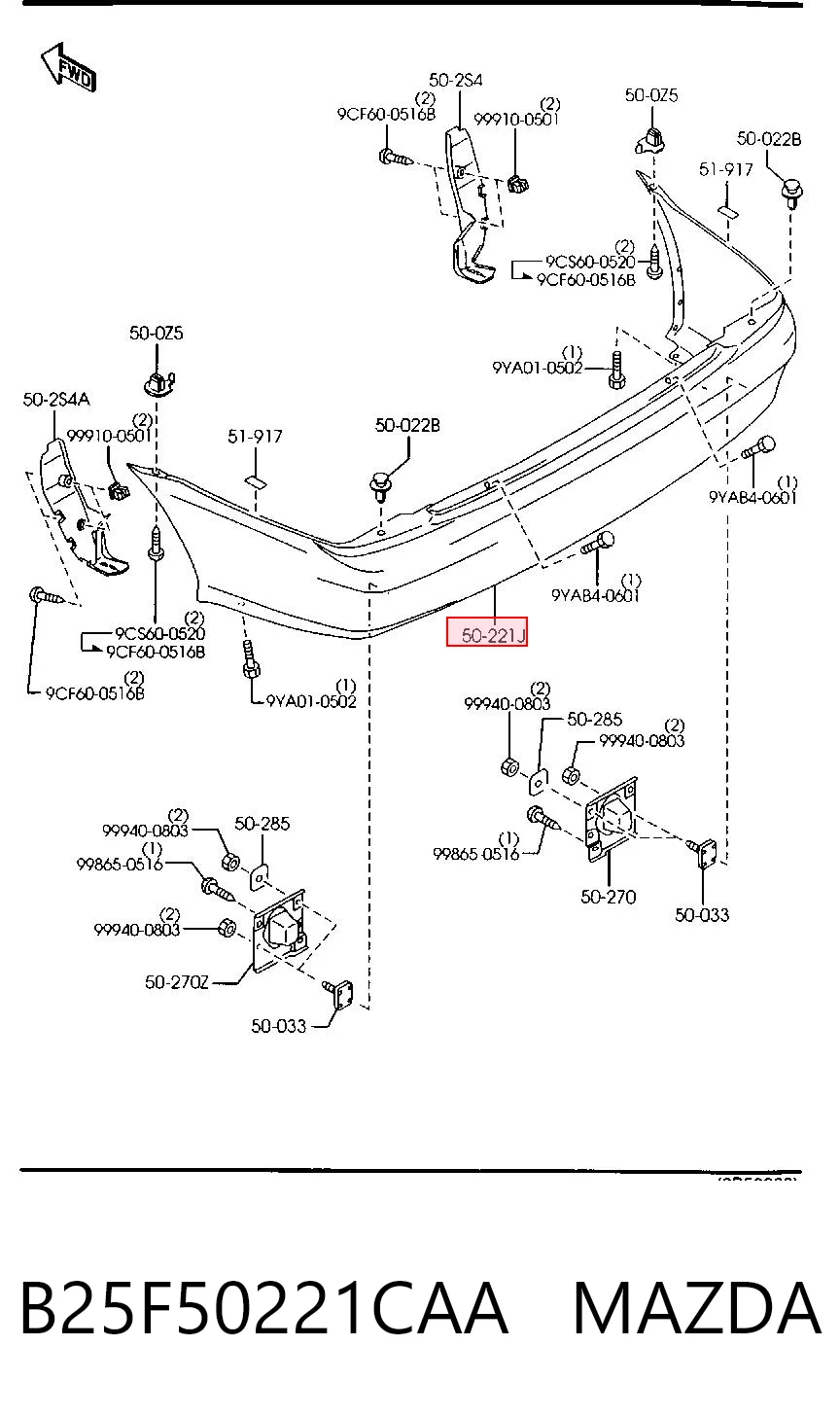 Pára-choque traseiro para Mazda Protege  4 DOOR