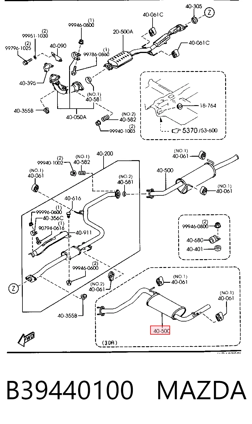  Silenciador, parte traseira Mazda 323 F V hatchback (BA) (1994 - 1998) F V