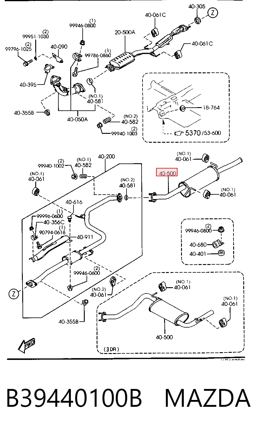  Silenciador, parte traseira Mazda 323 F V hatchback (BA) (1994 - 1998) F V