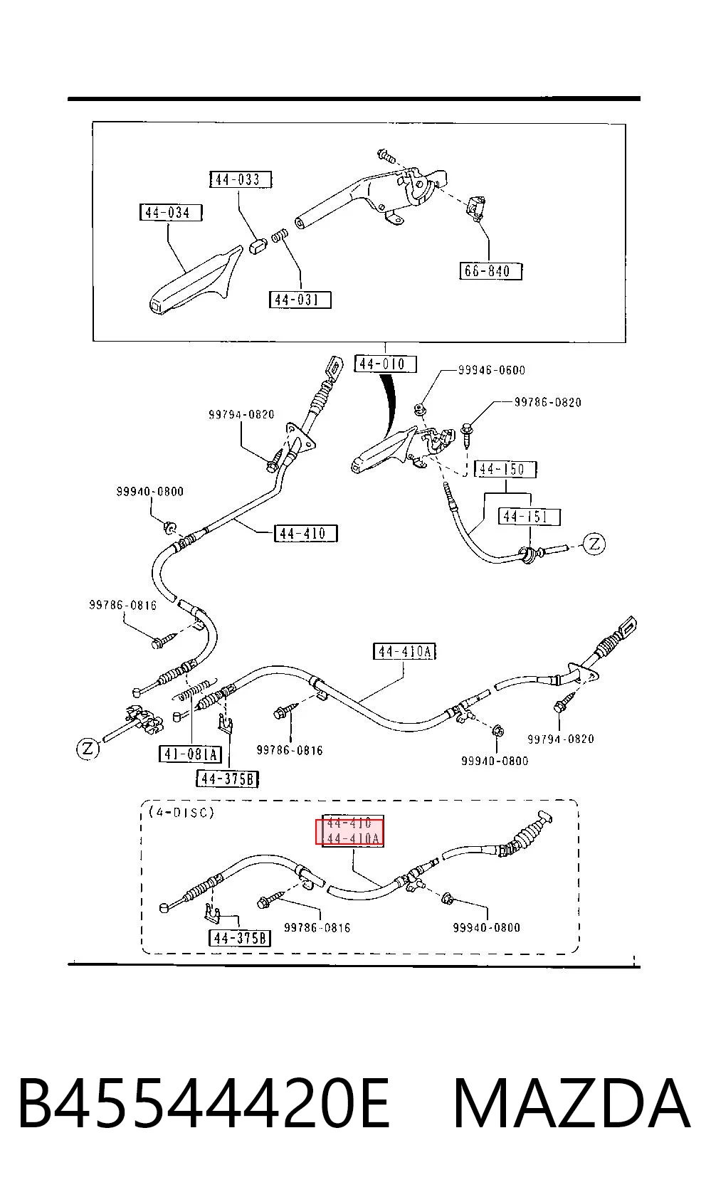 Cabo do freio de estacionamento traseiro esquerdo para Mazda 323 F IV BG