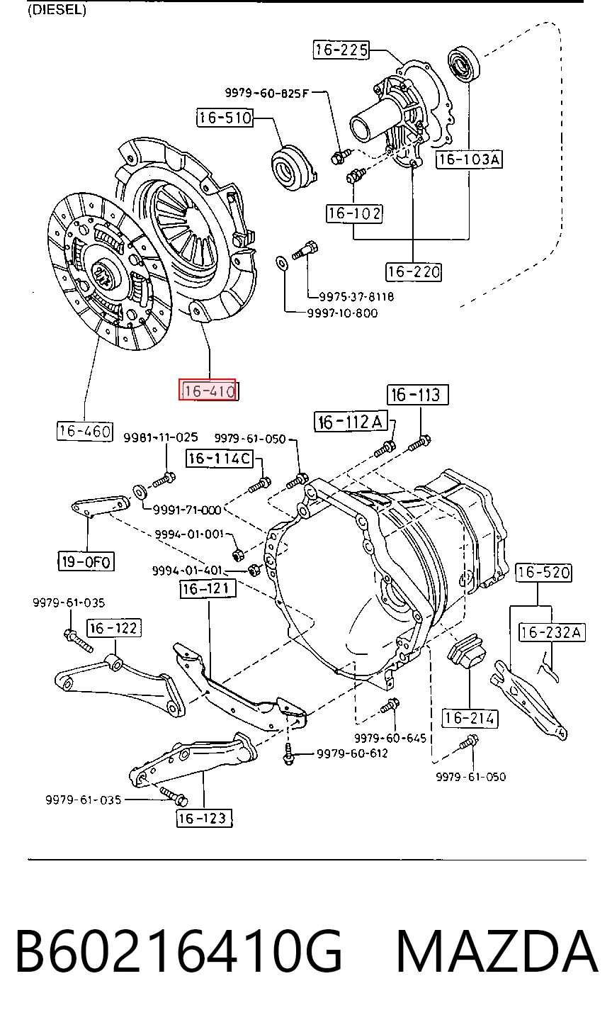  Cesta de embraiagem Mazda 626 III sedan (GD) (1987 - 1992) III